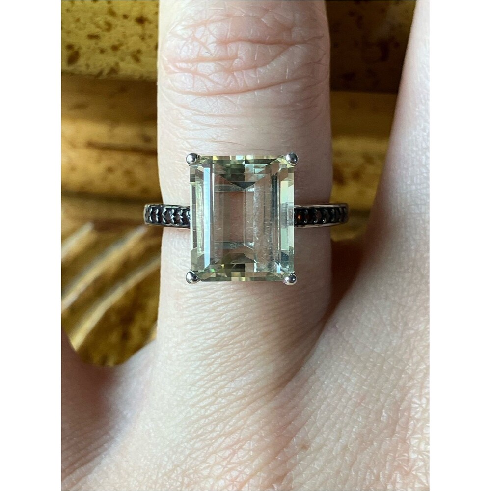 Yellow Labradorite Red Garnet Sterling Silver Ring Size 5.75